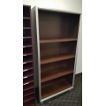 Mahogany and Grey 72" 4 Shelf Bookcase with Adjustable Shelves